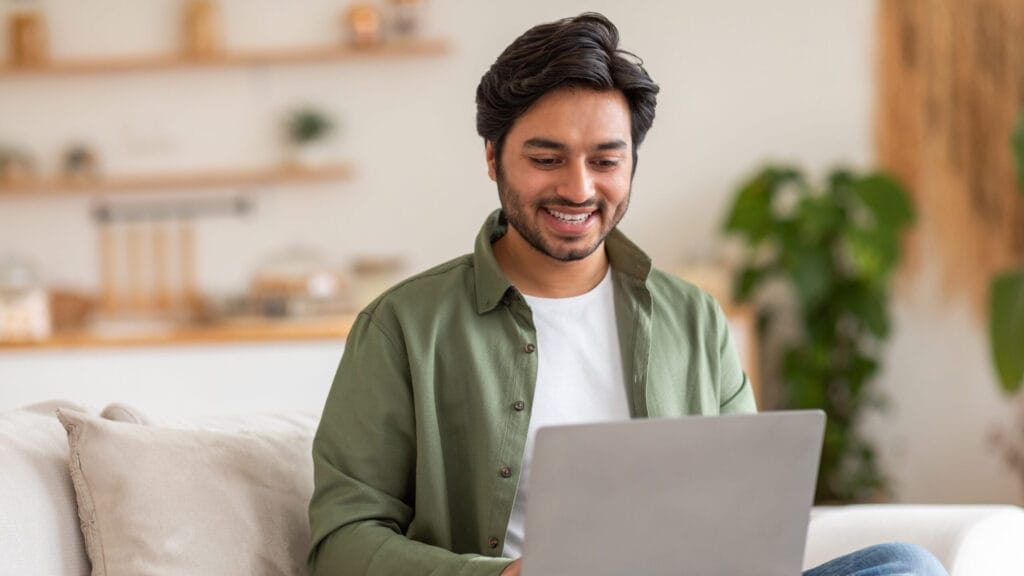 Man using his laptop